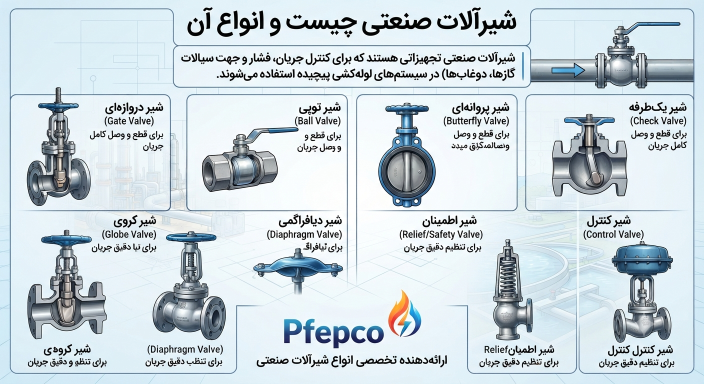 شیرآلات صنعتی چیست و انواع آن